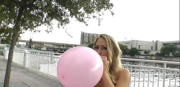  Carter Cruise in her first ever blow to pop balloon fetish video